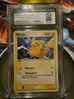2005 Pokemon Pikachu EX Emerald 60/106 Italian CGC Graded World Record 1/1 - Image 1