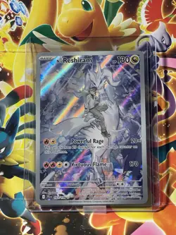 Pokemon N's Reshiram Full Art Holo 167/159 JTG EN 130 HP Dragon Pokemon TCG - Image 1