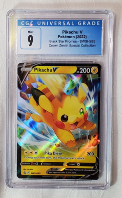 PIKACHU V CGC 9 Graded Mint SWSH285 HOLOGRAPHIC Black Star Promo Pokemon Card - Image 1