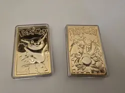 Pokemon 1999 Limited Edition Gold-Plated Pikachu #25 & Charizard #06 Cards Lot - Image 1