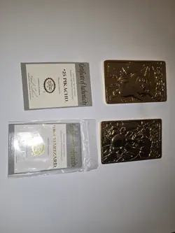 Pokemon 1999 Limited Edition Gold-Plated Pikachu #25 & Charizard #06 Cards Lot - Image 3