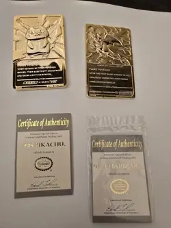 Pokemon 1999 Limited Edition Gold-Plated Pikachu #25 & Charizard #06 Cards Lot - Image 4