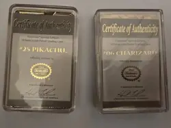 Pokemon 1999 Limited Edition Gold-Plated Pikachu #25 & Charizard #06 Cards Lot - Image 5