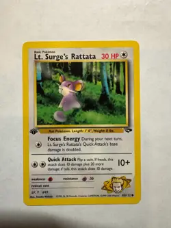 Lt. Surge's Rattata 1st Edition 85/132 Pokemon Card Pre-owned - Image 1