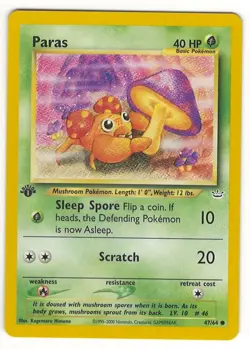1ST EDITION POKEMON PARAS 47/64 NEO REVELATION POKEMON Card – NEAR MINT MINT !!! - Image 1