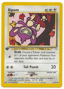 1ST EDITION POKEMON AIPOM 41/64 NEO REVELATION POKEMON Card – NEAR MINT / MINT ! - Image 1