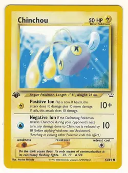 1ST EDITION POKEMON CHINCHOU 42/64 NEO REVELATION POKEMON Card NEAR MINT / MINT - Image 1