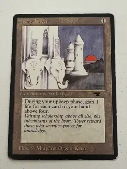 Magic the Gathering MTG Antiquities Ivory Tower MP- (Beta Bob) - Image 1