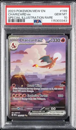 2023 POKEMON MEW EN-151 SPECIAL ILLUSTRATION RARE #199 CHARIZARD EX PSA 10 - Image 1