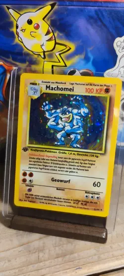 (EX+) Machomei 8/012 | First Edition Rare Base Set Pokemon Karte 🇩🇪 Deutsch - Image 1