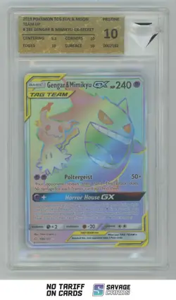 2019 Pokemon Sun & Moon Tag Team Full Art Secret Gengar & Mimikyu GX BFG 10 - Image 1