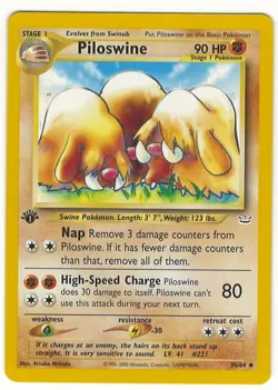 1ST EDITION POKEMON PILOSWINE 36/64 NEO REVELATION POKEMON UNCOMMON NRMINT-MINT - Image 1