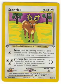 1ST EDITION POKEMON STANTLER 38/64 NEO REVELATION POKEMON UNCOMMON NRMINT-MINT - Image 1