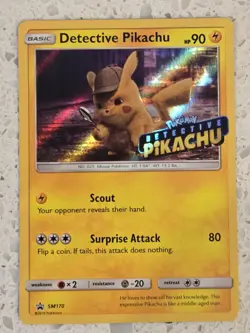 Pokemon TCG 2019 Stamped Detective Pikachu SM170 Black Star Promo Holo Card - Image 1