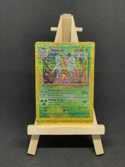 Vintage 90's Beedrill Base Set Prism Vending Machine sticker reverse holo Card - Image 1