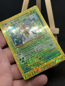Vintage 90's Beedrill Base Set Prism Vending Machine sticker reverse holo Card - Image 3