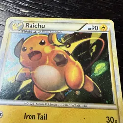 Raichu - 30/30 - Holo Rare Deck Promo HGSS Heartgold - Pokemon Card - HP Crease - Image 2