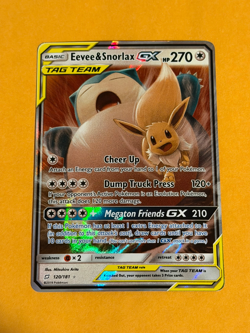 2019 Pokemon Sun Moon Team Up Eevee Snorlax GX Full Art #120/181 NM- - Image 1