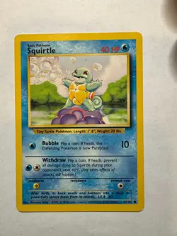 Pokemon Squirtle Basic 63/102 non holo pre-owned - Image 1