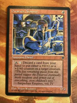 MTG 3 x Dwarven Armorer Fallen Empires Played Condition Red Rare!! - Image 3