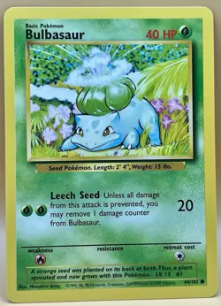Bulbasaur 44/102 – Base Set (Common) - NM - WOTC 1999 Pokemon TCG - Image 1
