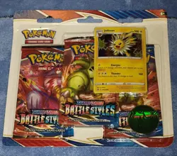 Pokemon TCG: Sword & Shield Battle Styles 3 Booster Pack Blister w/ Jolteon Coin - Image 1