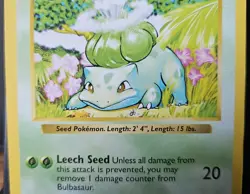 Pokemon Bulbasaur 40 HP Common Base Set Shadowless 44/102 Regular Card 1999 - Image 3