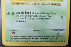 Pokemon Bulbasaur 40 HP Common Base Set Shadowless 44/102 Regular Card 1999 - Image 4