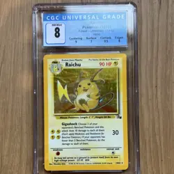 Raichu 14/62 Fossil Unlimited Holo Rare CGC 8 Pokemon Card 1999 - Image 1