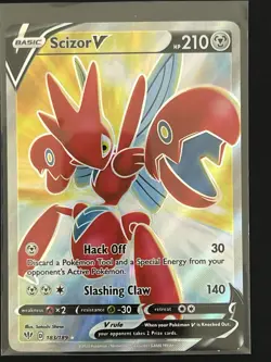 Pokemon Scizor V Full Art Ultra Rare Holo 210HP Swsh03 Darkness Ablaze 183/189 - Image 1