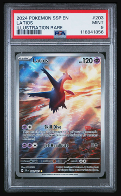 POKEMON 2024 SURGING SPARKS LATIOS ILLUSTRATION RARE 203 PSA 9 - Image 1