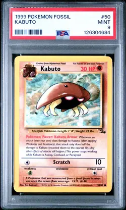 1999 POKEMON FOSSIL #50 KABUTO PSA 9 - Image 1
