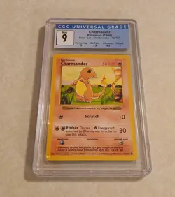 POKEMON CHARMANDER BASE SET SHADOWLESS CGC 9 MINT + SUB GRADES - Image 1