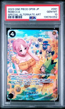2023 ONE PIECE JPN OP06-WINGS OF THE CAPTAIN #091 REBECCA PSA 10 - Image 1