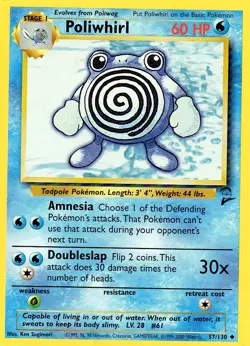Pokemon Poliwhirl Card Base Set 38/102 Regular Shadow Less TCG - Image 1