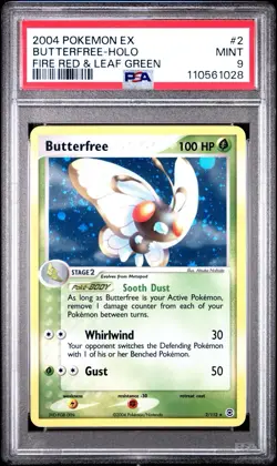 PSA 9 BUTTERFREE 2/112 | Fire Red Leaf Green Holo Graded Pokemon Card - Image 1