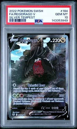 2022 POKEMON SWORD & SHIELD SILVER TEMPEST #184 FULL ART/REGIDRAGO V PSA 10 - Image 1