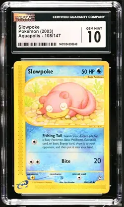 CGC 10 GEM MINT Slowpoke 2003 Aquapolis 108/147 Pokemon Card - Image 1
