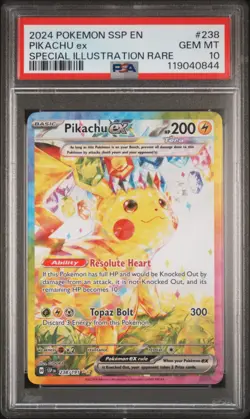 2024 POKEMON SSP EN-SURGING SPARKS SPECIAL ILLUSTRATION RARE PIKACHU EX PSA 10 - Image 1