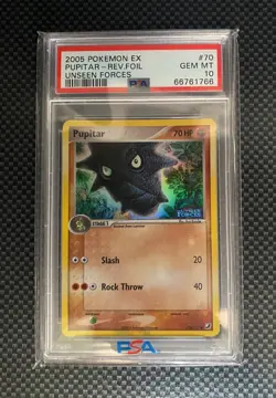 Pokemon Pupitar Unseen Forces Reverse Holo PSA 10 - Image 2