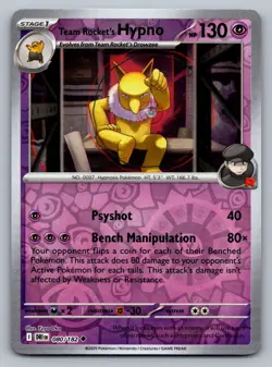 Pokemon TCG SV10: Destined Rivals Team Rocket's Hypno 080/182 Reverse Holo - Image 1