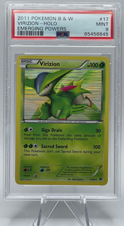 2011 POKEMON BLACK & WHITE EMERGING POWERS #17 VIRIZION-HOLO PSA 9 MINT - Image 1