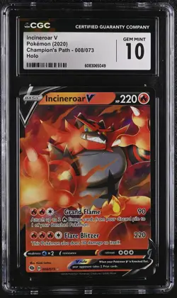 INCINEROAR V Champion's Path Holo Rare #008 CGC 10 Pokemon [Nostalgium] - Image 1