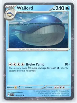 Wailmer 031/185 Cosmos Holo Pokemon Card TCG - Image 1