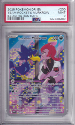 Pokemon TCG Team Rocket's Murkrow Holo Illustration Card Destined Rivals PSA 9 - Image 1