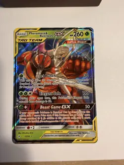 Pokemon TCG Pheromosa & Buzzwole GX Card 1/214 Unbroken Bonds Tag Team - Image 3
