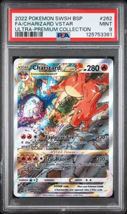 2022 POKEMON SWSH BLACK STAR PROMO #262 FULL ART/CHARIZARD VSTAR PSA 9 - Image 1