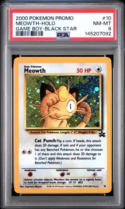 2000 Pokemon Promo Meowth Holo Game Boy Black Star #10 PSA 8 NM-MT - Image 1