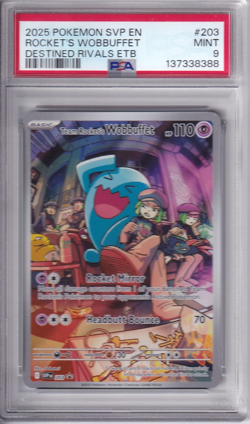 Pokemon TCG Team Rocket's Wobbuffet Destined Rivals ETB Promo 203 PSA 9 - Image 1