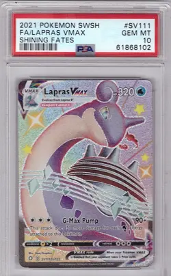 2021 POKEMON SWORD & SHIELD SHINING FATES #SV111 FULL ART/LAPRAS VMAX PSA 10 - Image 1